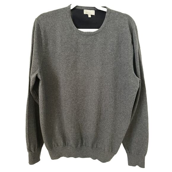 Hickey Freeman New York Mens Cotton Cashmere Sweater Size Large Gray Crew Neck - Picture 1 of 7